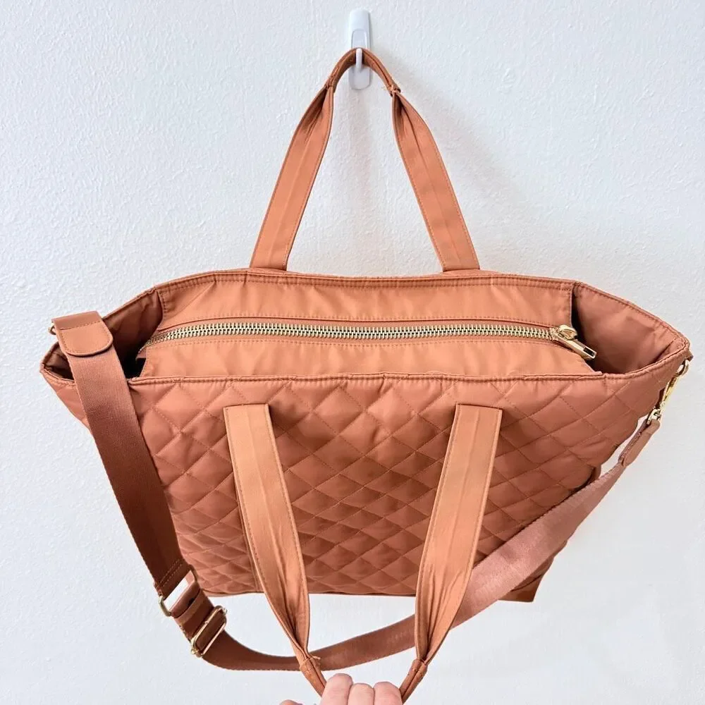 Stoney Clover Lane Desert Dreams Quilted Puffy Tote Bag Large Tan Orange
